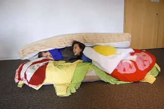 Children exploring the Make Yourself a Sandwich! installation space